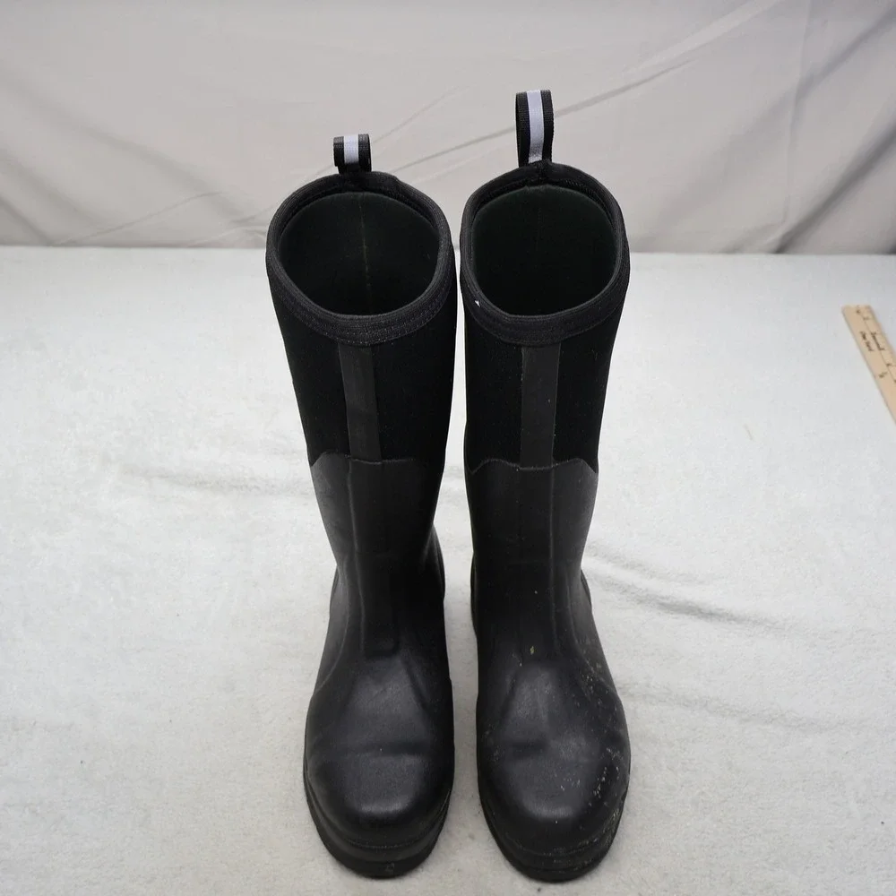 Muck Men 6M Rain Boots Black Rubber Chore Tall Steel Toe Work Waterproof Utility